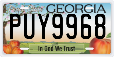 GA license plate PUY9968