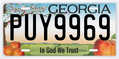 GA license plate PUY9969
