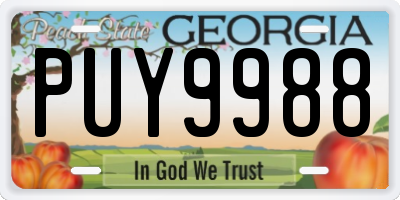 GA license plate PUY9988