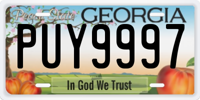GA license plate PUY9997
