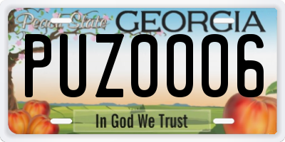 GA license plate PUZ0006