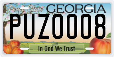 GA license plate PUZ0008