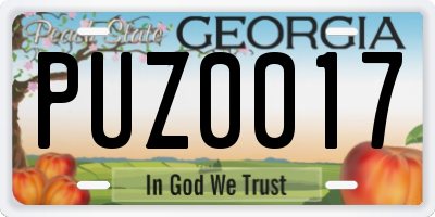 GA license plate PUZ0017