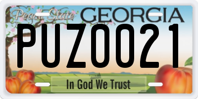 GA license plate PUZ0021
