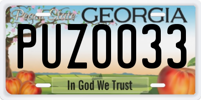 GA license plate PUZ0033