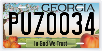 GA license plate PUZ0034