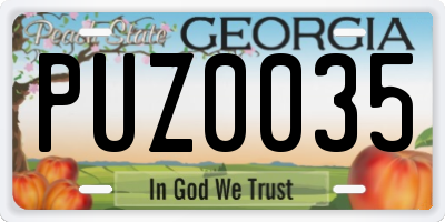 GA license plate PUZ0035