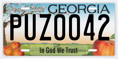 GA license plate PUZ0042