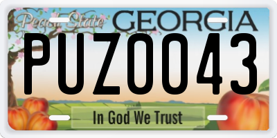 GA license plate PUZ0043