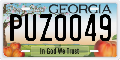 GA license plate PUZ0049