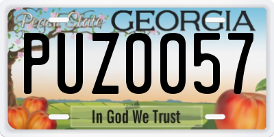 GA license plate PUZ0057