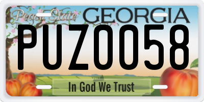 GA license plate PUZ0058