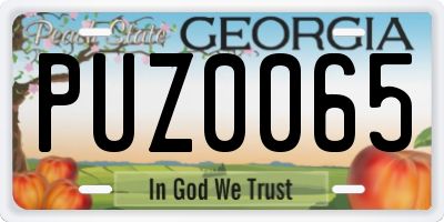 GA license plate PUZ0065