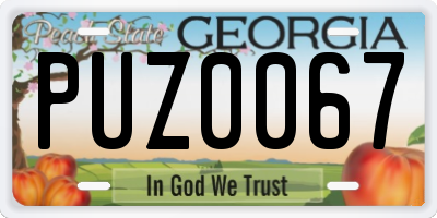 GA license plate PUZ0067