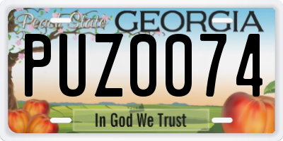 GA license plate PUZ0074