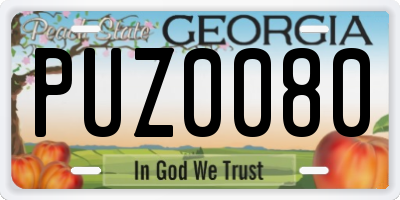 GA license plate PUZ0080
