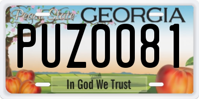 GA license plate PUZ0081