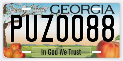 GA license plate PUZ0088