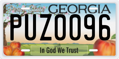 GA license plate PUZ0096