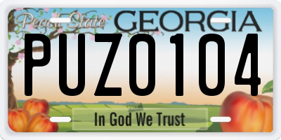 GA license plate PUZ0104