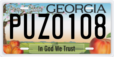 GA license plate PUZ0108