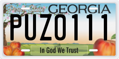 GA license plate PUZ0111