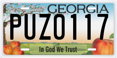 GA license plate PUZ0117