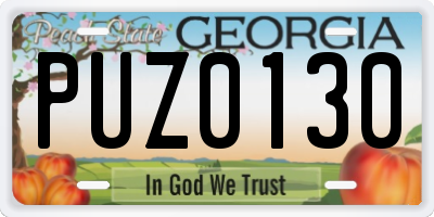 GA license plate PUZ0130