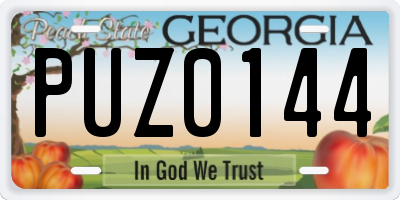 GA license plate PUZ0144