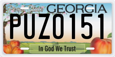 GA license plate PUZ0151