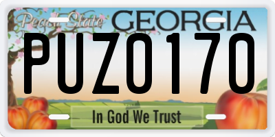 GA license plate PUZ0170