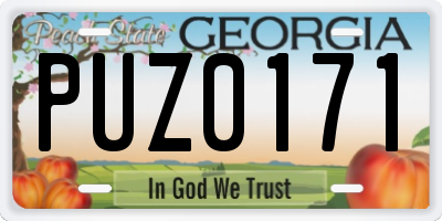 GA license plate PUZ0171