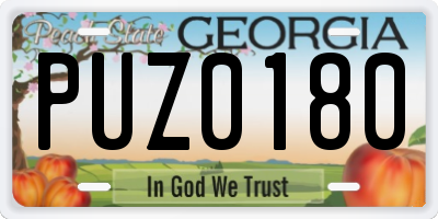 GA license plate PUZ0180