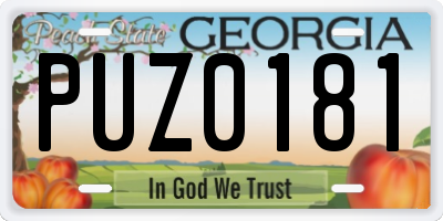 GA license plate PUZ0181