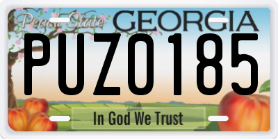 GA license plate PUZ0185