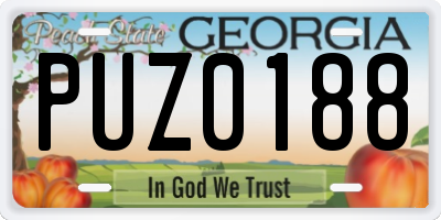 GA license plate PUZ0188