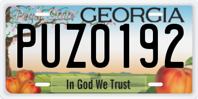 GA license plate PUZ0192