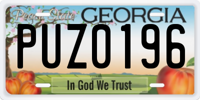 GA license plate PUZ0196