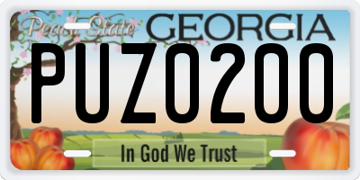 GA license plate PUZ0200