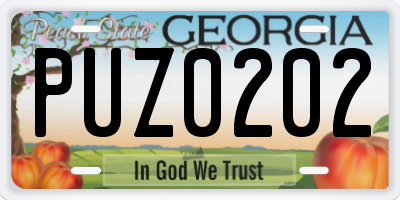 GA license plate PUZ0202