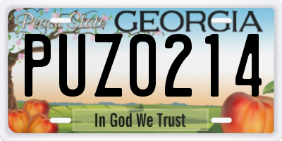 GA license plate PUZ0214