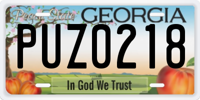 GA license plate PUZ0218