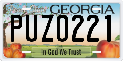 GA license plate PUZ0221