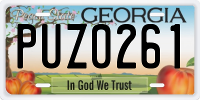 GA license plate PUZ0261