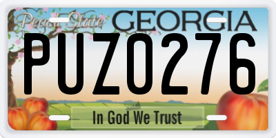 GA license plate PUZ0276