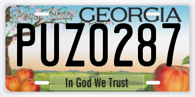 GA license plate PUZ0287