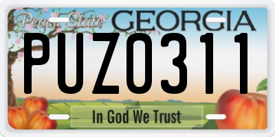 GA license plate PUZ0311
