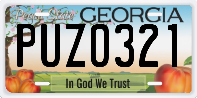 GA license plate PUZ0321