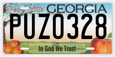 GA license plate PUZ0328