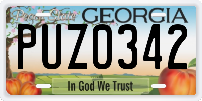GA license plate PUZ0342